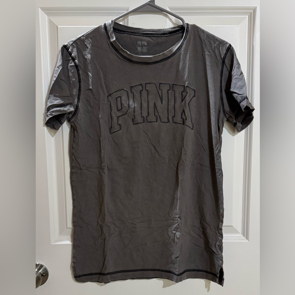 PINK Victoria's Secret Gray Short Sleeve Campus Tee